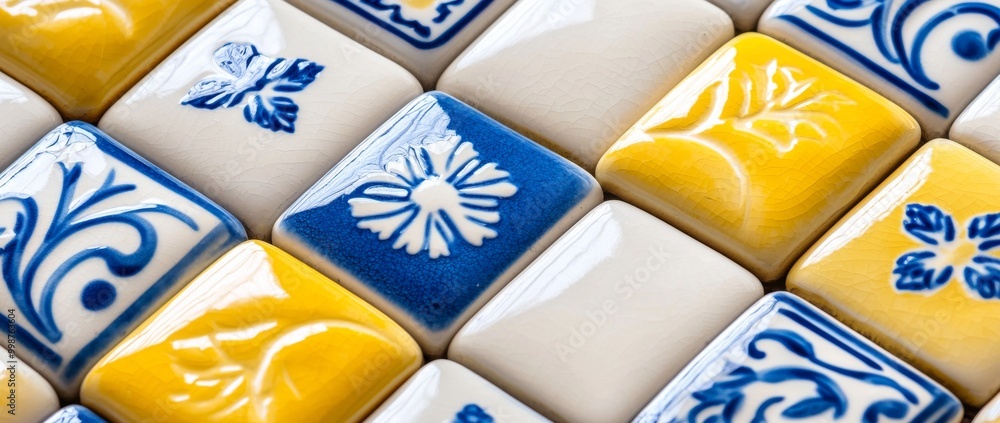 Aufkleber a floor tile with azulejo artistic cement tiles that are mosaic tiles with different patterns for a 