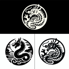 Japanese dragon icon logo shilhuiti vector