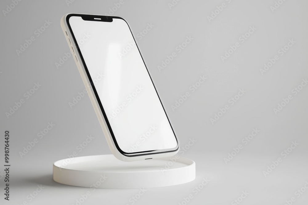 Poster isolated floating smartphone with horizontal background.