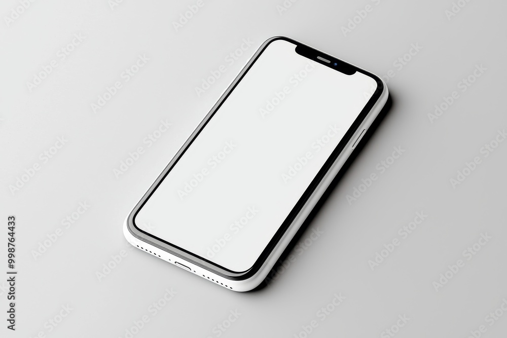 Poster background of a floating smartphone on white.