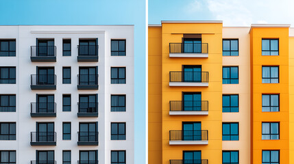 Residential vs. Commercial Properties: Comparative Visuals, contrasting residential and commercial real estate