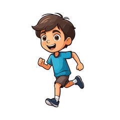 cartoon illustration of a boy running
