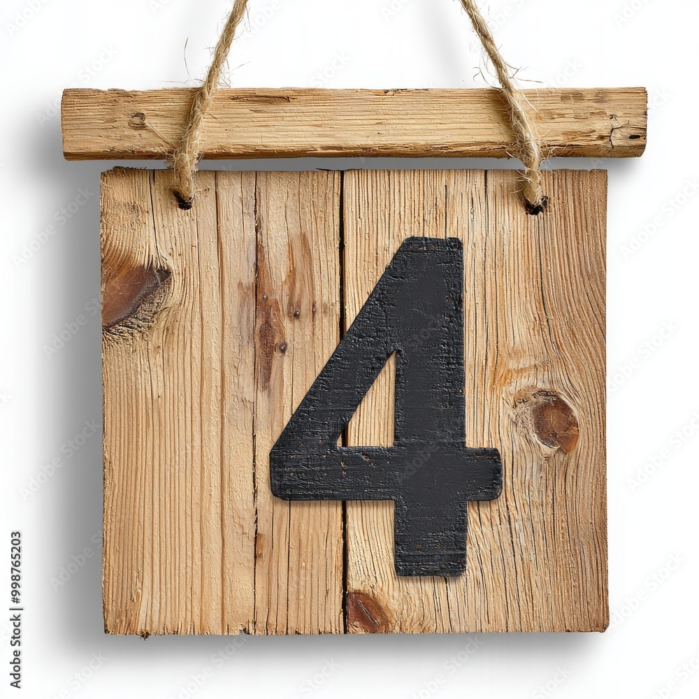 Poster with clipping path and inverted commas on wood block