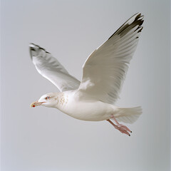 Obraz premium Majestic seagull soaring against a soft backdrop
