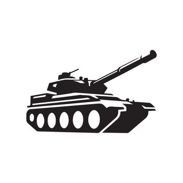 recommend clip art: Military Tank Silhouette Vector Illustration - A Striking Symbol of Power and Defense, Perfect for Use in Military-related Branding, War-themed Designs, or Defense Industry Digital and Print Projects.
