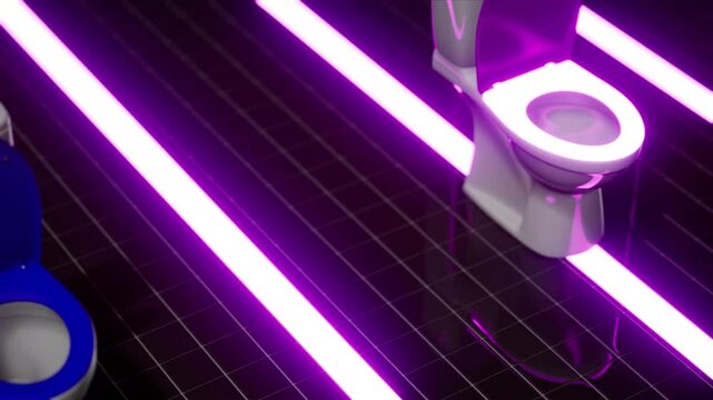Toilet with neon lights vj loop