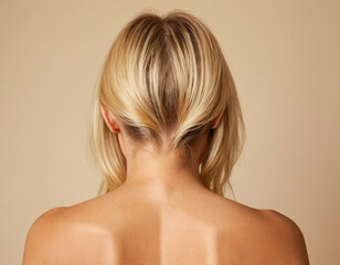 Fototapeta premium Back view of topless sexy blond woman
