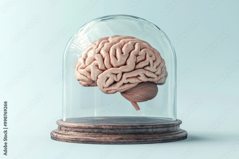 Poster the digital system is connected to the brain in this stock image