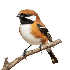 Bird perched on a branch isolated on transparent background.