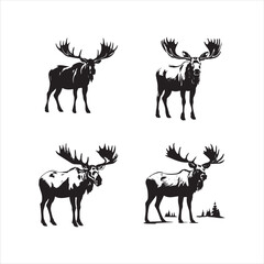 deer silhouette vector illustration, 