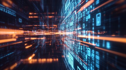 Obraz premium Digital Matrix Tunnel