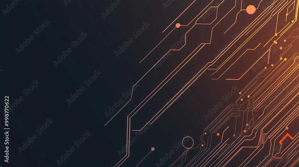 Poster abstract digital circuit board design with glowing lines and dots. perfect for technology and innova