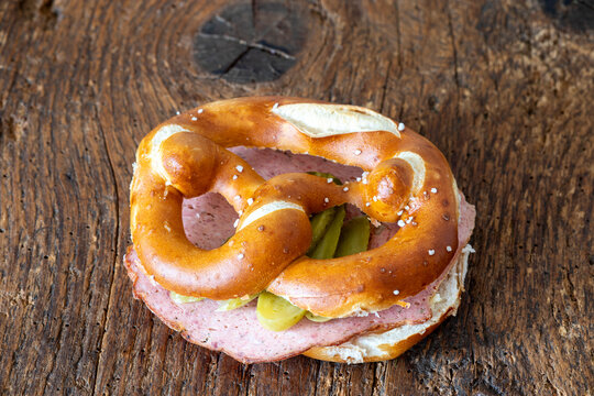 meatloaf slices in a pretzel
