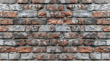 Obraz premium Weathered Red Brick Wall Texture, a Seamless Pattern of Rustic Brickwork, a Vintage and Grunge Background