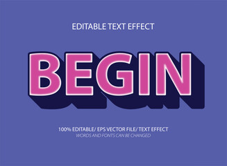 Begin 3d editable text effect template