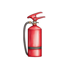 Red fire extinguisher isolated on transparent background.