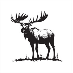 deer silhouette vector illustration, 