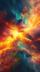 Fototapeta premium Vibrant Abstract Solar Flare - Vertical Wallpaper for Phones