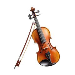 Fototapeta premium Violin and bow isolated on transparent background.
