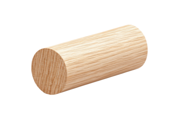 Wooden cylindrical object isolated on transparent background.