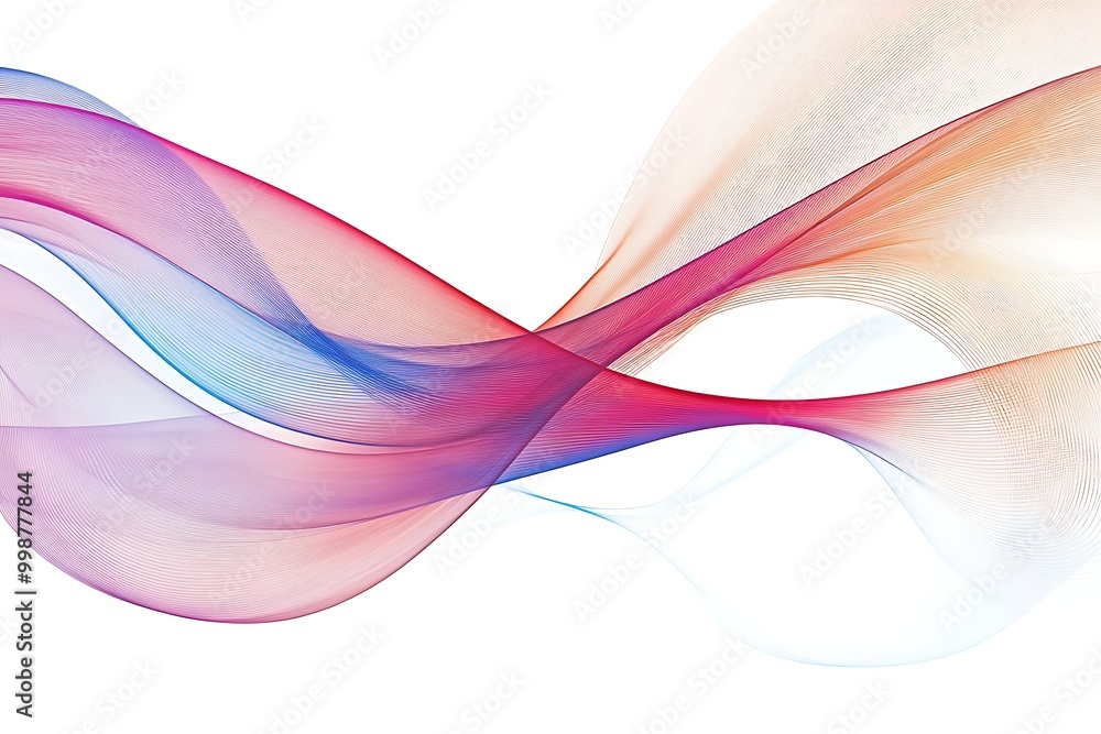 Aufkleber llustration of elegant curve abstract lines on simple white background, generative ai