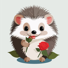 Fototapeta premium Hedgehog with Rose 