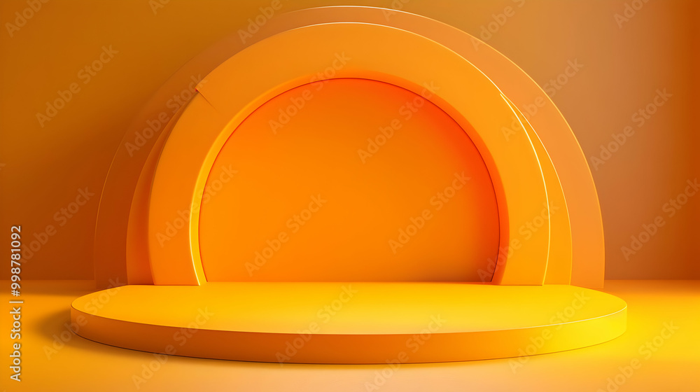 Aufkleber abstract 3d render of a circular stage with a yellow background