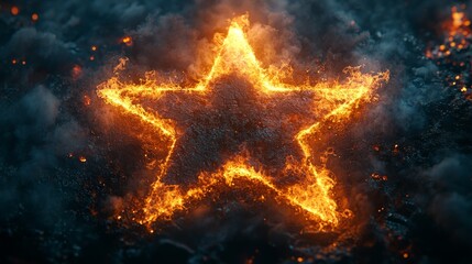 Military epaulette with a flame coming out of the star