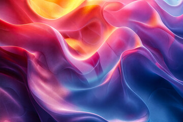 Obraz premium Abstract futuristic waves in red and blue hues, modern gigital art