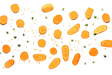 Carrot falling on transparent background
