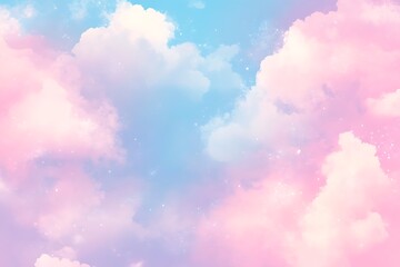  Dreamy pastel colored cloud background illustration, generative ai