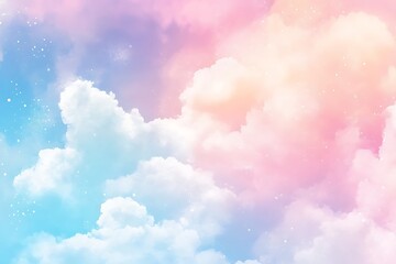  Dreamy pastel colored cloud background illustration, generative ai