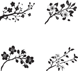 Beautiful Flowers silhouette vector 