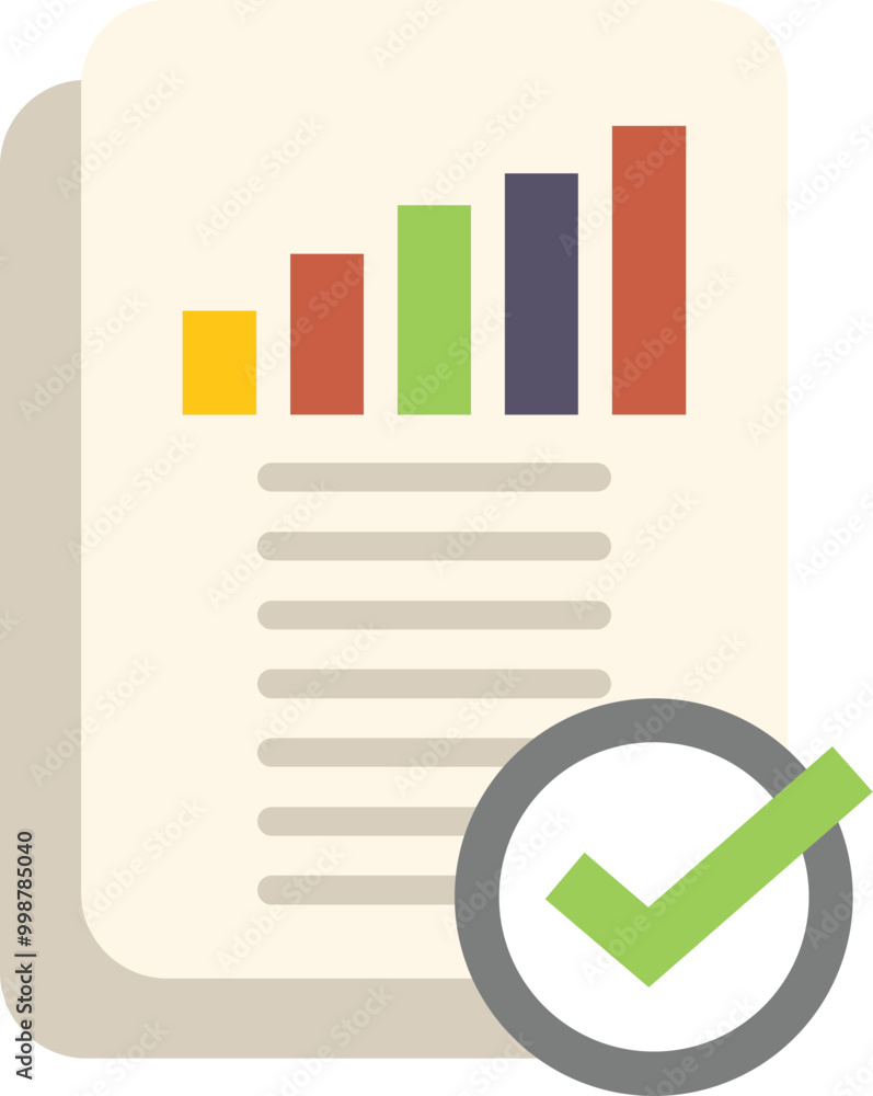 Poster business report is showing positive statistics validated with a green check mark