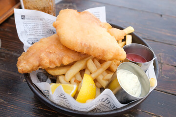 Fish and Chips served in Australian Restaurant