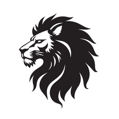 The lion icon is black and tiger head silhouette vector style with white background