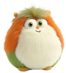 Fototapeta premium Cute Animated Character with Colorful Fur, isolated on transparent background.