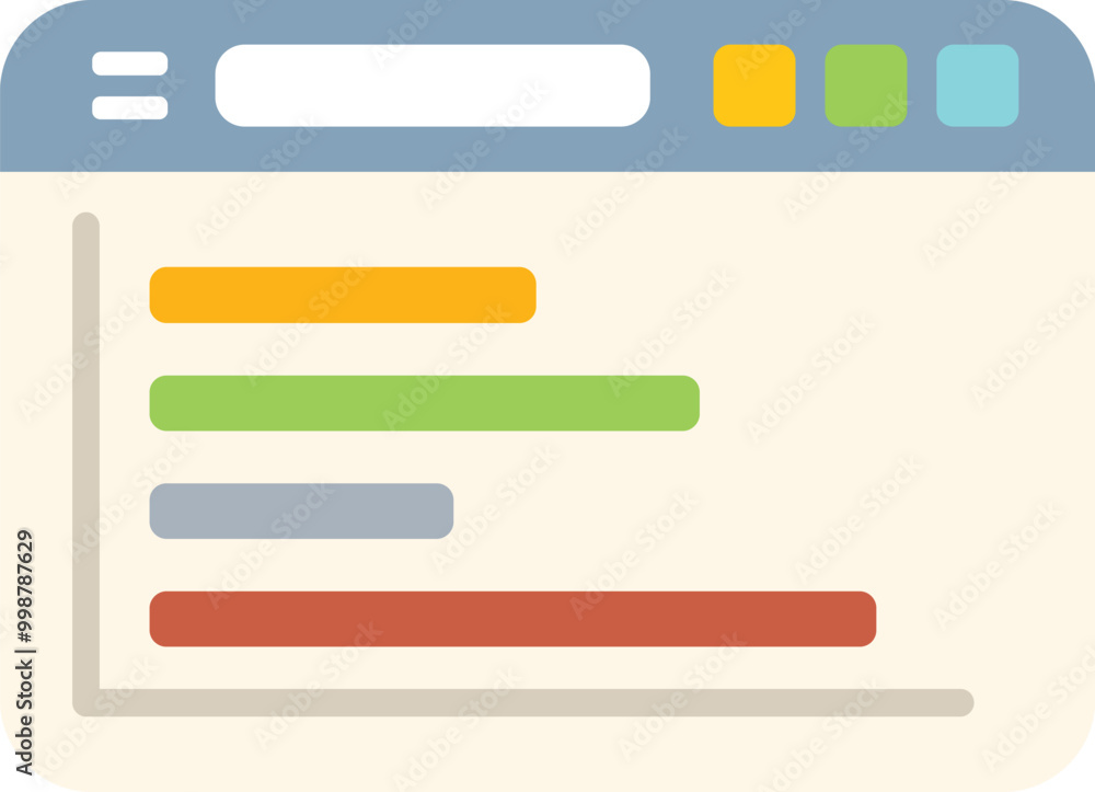 Poster simple flat illustration of a browser window displaying a website with a search bar and colorful men