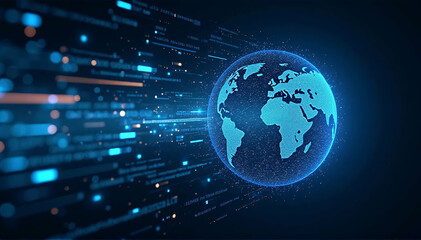 Background of global broadband technology, including ultrafast broadband and connections, digital cybertech mobility, and high-speed worldwide data transport 
