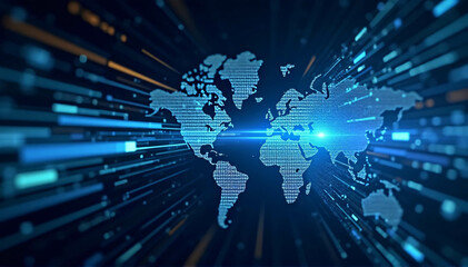 Background of global broadband technology, including ultrafast broadband and connections, digital cybertech mobility, and high-speed worldwide data transport 
