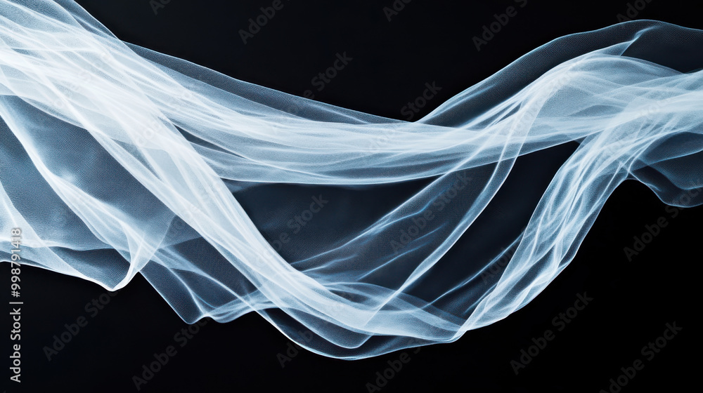 Poster A mesmerizing display of flowing smoke, elegantly shifting and dancing against a dark background, creating an ethereal atmosphere.