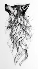 Fototapeta premium Line drawing dog, black and white