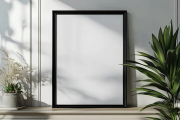 3D Render of a Mockup Poster Frame in a Close-Up View Against a Contemporary Interior Background