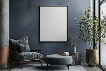 3D Render of a Mockup Poster Frame in a Close-Up View Against a Contemporary Interior Background