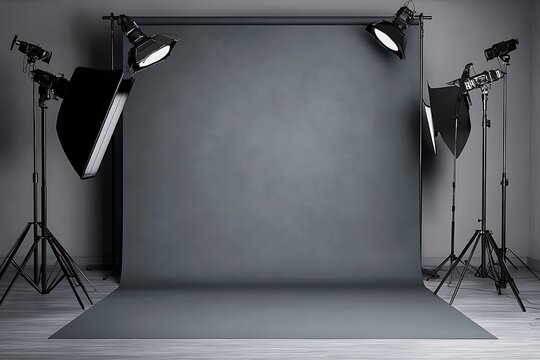 gray paper photo studio background with lighting, AI Generated Images, generative ai