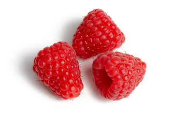 Raspberries on white background