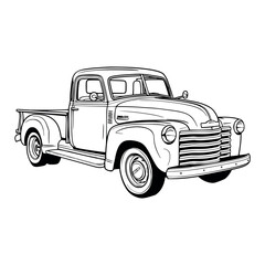 Pickup truck illustration coloring page - coloring  book for kids