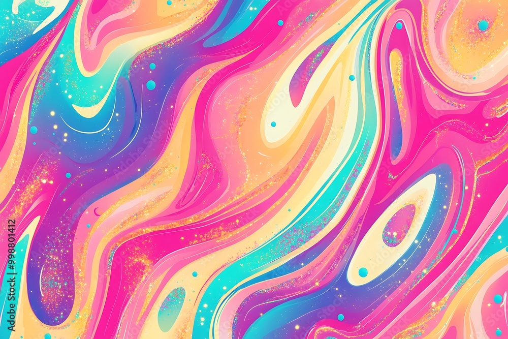 Poster glitter pop background with colorful marble pattern, generative ai