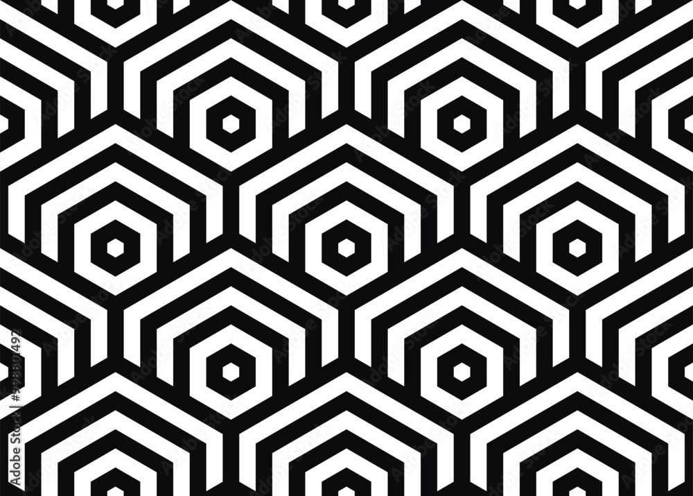 Aufkleber Vector seamless pattern. Modern stylish texture. Repeating geometric tiles with hexagonal elements.