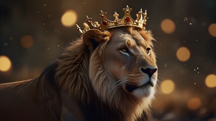 Naklejka premium Christian conceptual art depicting a lion crown.